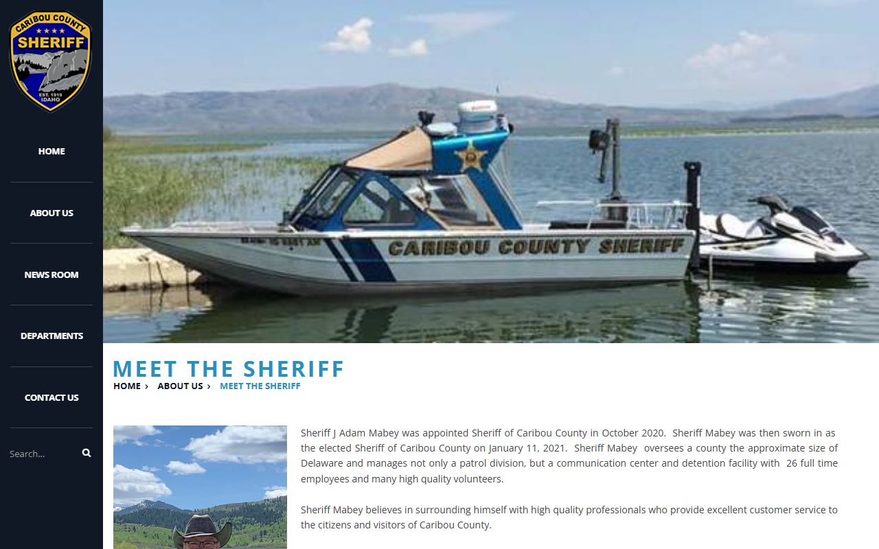 Caribou County Sheriff biography page for arrest and booking context