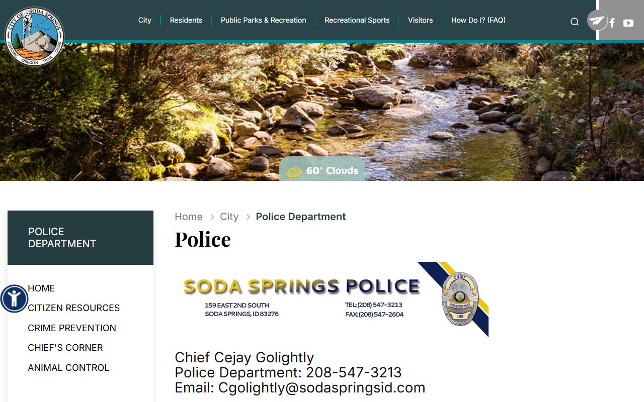 Soda Springs Police Department contact information