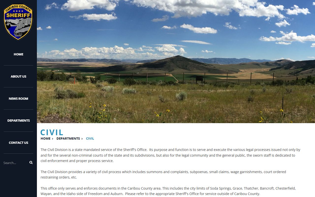 Caribou County Sheriff civil division process service information