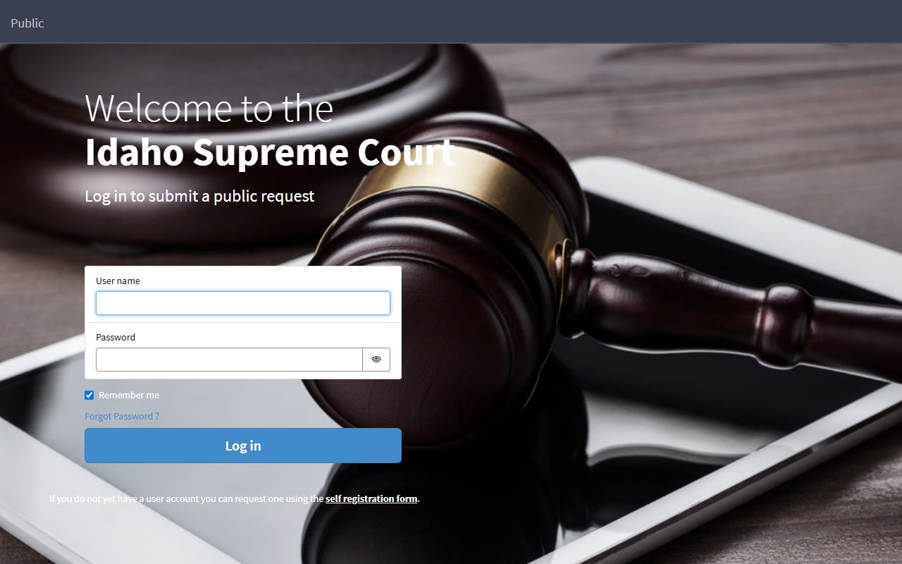 Caribou County court records Idaho court public party verification page