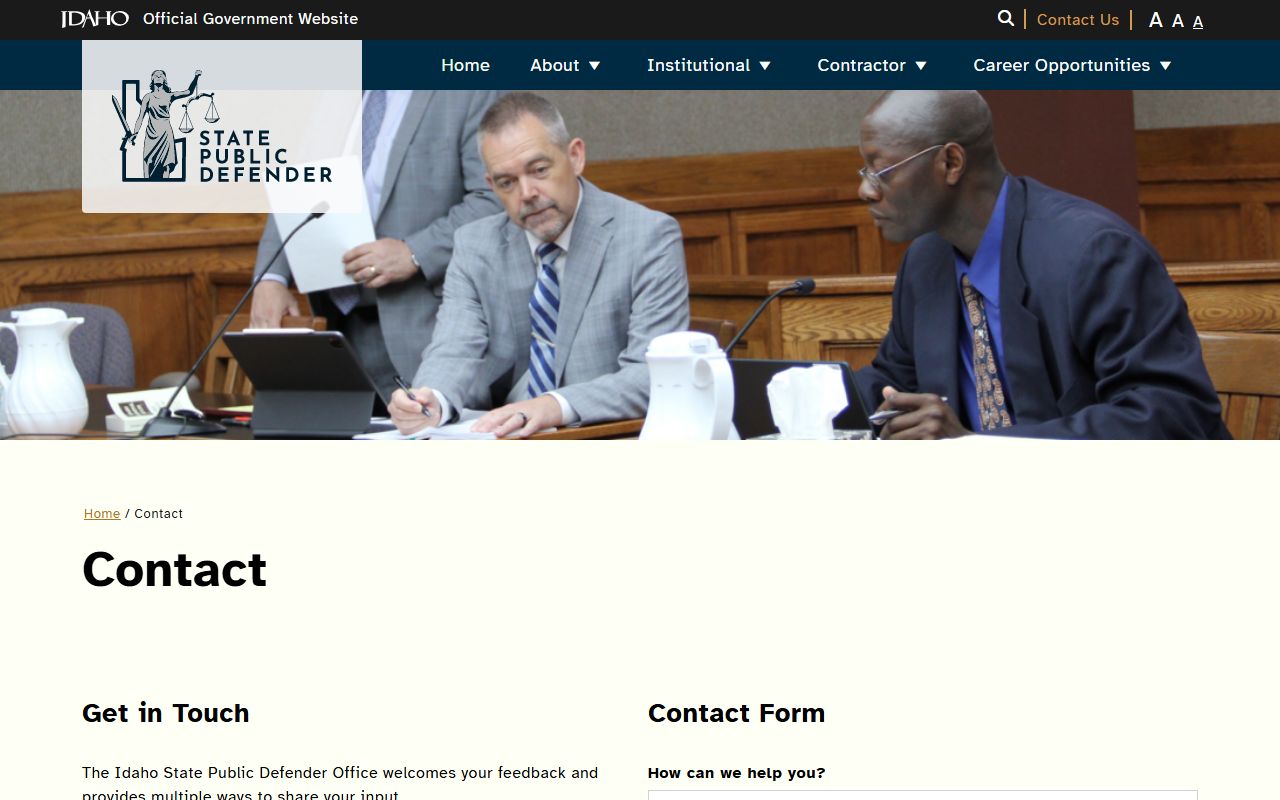 State Public Defender contact information for Idaho criminal cases