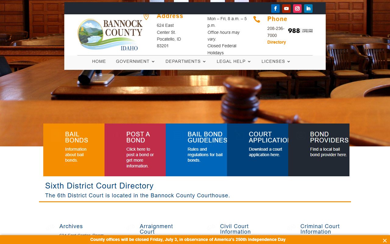 Caribou County District Court Sixth District judge directory