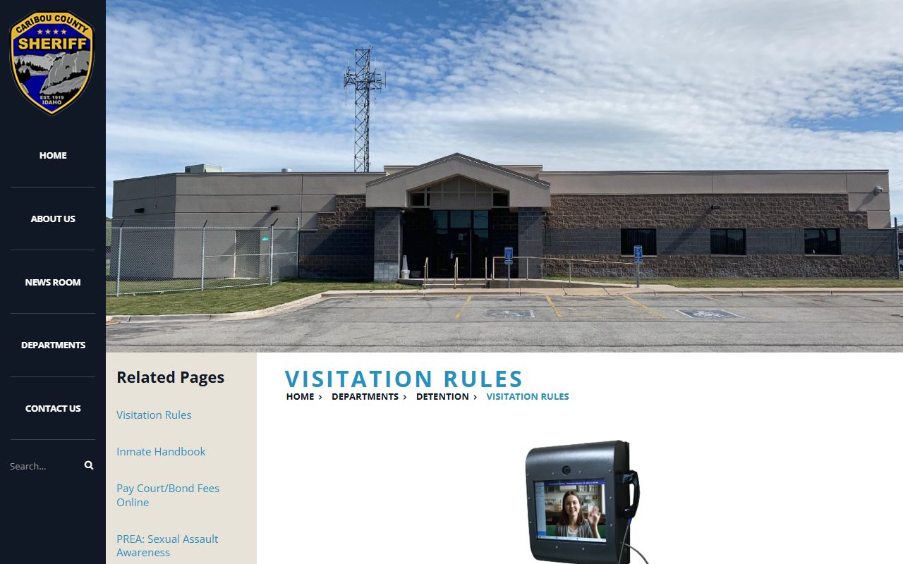 Caribou County inmate visitation rules and jail record access