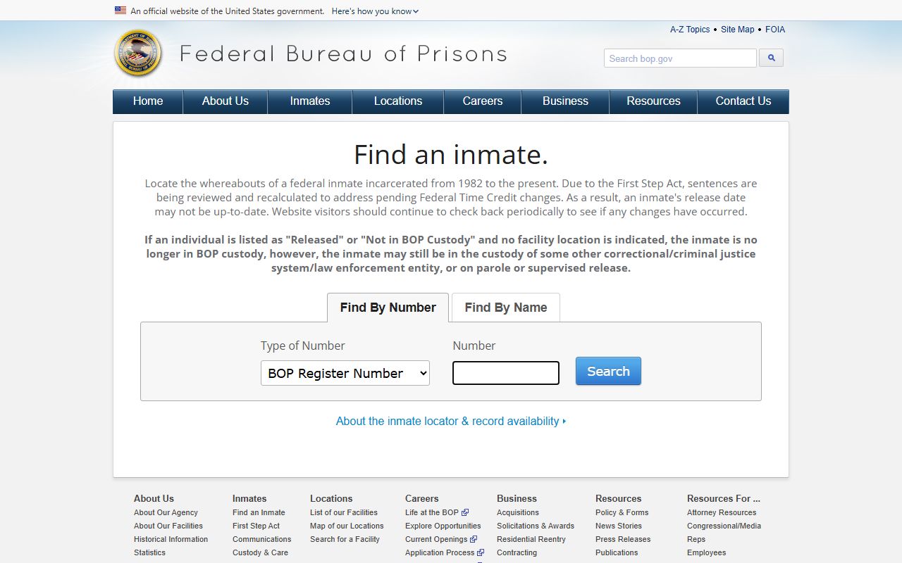 Caribou County inmate search federal prison locator reference