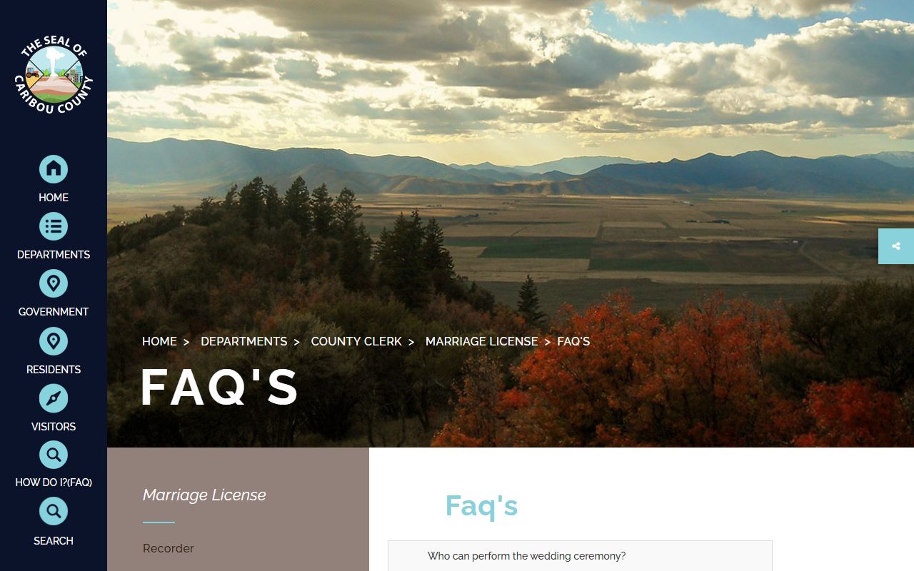 Caribou County marriage records license FAQ