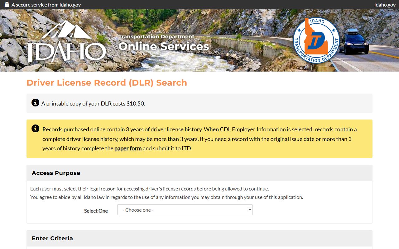 Caribou County traffic court records Tyler Idaho driver license record search